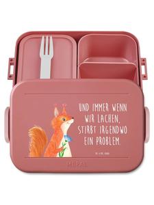 Mr. & Mrs. Panda Ланч-бокс с изображением белки и цветов и надписью пастельно-красного цвета