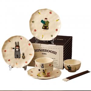 Керамические наборы посуды KAWASIMAYA, [Gift Box Set]Family Of Three 9-Piece Set (Boy'S Version)