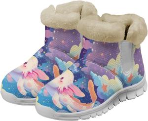 Зимние сапоги для женщин с полной фланелевой подкладкой, теплые ботильоны до щиколотки, противоскользящие, удобные, для девушек, для улицы Glomenade, Colorful Galaxy Axolotl