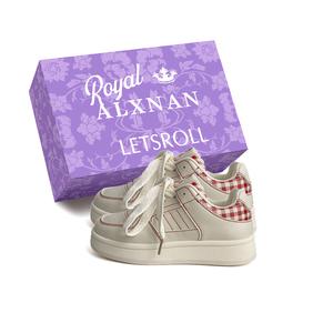 Alxnan Женские низкие скейтерские кроссовки бежево-красные с коробкой, цвет Beige Red+Box