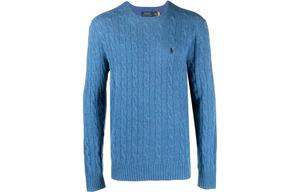 Пони с вышивкой свитер ажурной вязки Polo Ralph Lauren, синий