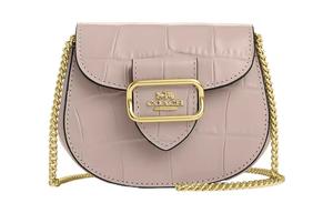 Женский кошелек для карт Morgan Crocodile Embossed Leather с одним плечевым ремнем, цвет gray birch COACH