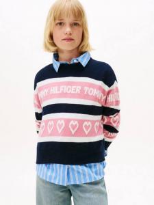 Детский джемпер из хлопковой смеси с жаккардовым узором Tommy Hilfiger, Dark Night Navy