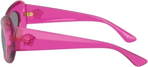 Солнцезащитные очки Versace VE 4456U 533487, прозрачные, розовые, пластиковые, круглые, темно-серые, стандартные линзы, Transparent Pink