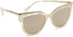 Женские солнцезащитные очки MCM с металлическими акцентами, блестящий цвет слоновой кости/золотой, один размер, Ivory
