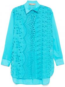 Ermanno Scervino рубашка с цветочной вышивкой, синий