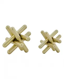 Набор из двух абстрактных геометрических скульптур из текстурированного металла с золотистой отделкой небольшого и среднего размера Danya B, gold