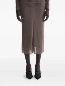 Юбка из сетчатой ткани со сборками и асимметричным кроем Mugler, коричневый