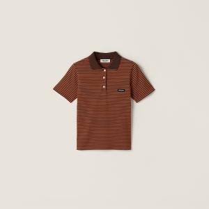 Поло из джерси MIU MIU, какао-коричневый/оранжевый