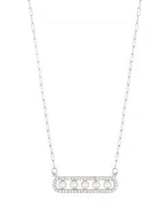 Регулируемое ожерелье из искусственного жемчуга с паве Adornia, white