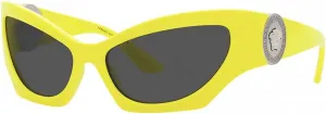 Солнцезащитные очки Versace VE 4450 541887 в форме «кошачий глаз», неоново-желтый цвет, пластиковые, серые линзы, Neon Yellow