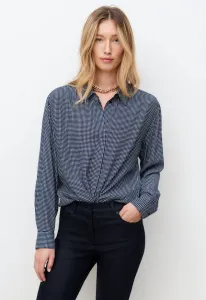 Французский бренд, модная элегантная современная блузка-кабивиши на пуговицах Caroll, Bleu Marine