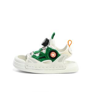 Детские сандалии с закрытым носком, дышащей мягкой подошвой, легкие, удобные, нескользящие Jeep, бежевый/серый/зеленый