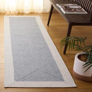 Ковер SAFAVIEH, 69 x 244 см, Washable Rug Braided Collection - Grey & Ivory, ручной работы, для помещений и улицы, устойчивый к погодным условиям, идеально для патио, гостиной, прихожей, кухни (BRA281F)