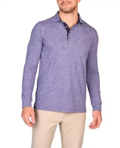 Мужская меланжевая поло с длинным рукавом из супермягкой ткани Tailorbyrd, синий