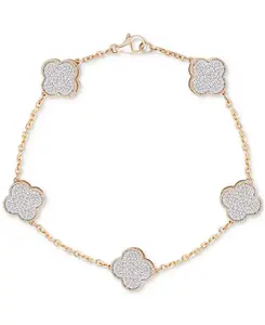 Мужской гибкий браслет с бриллиантами в форме клевера (1-1/4 карата) из 10-каратного золота Macy'S, gold