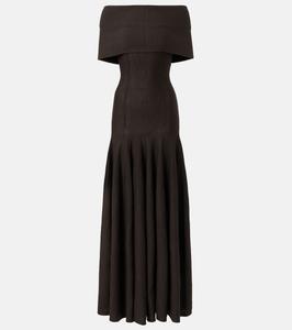 Длинное платье Ava с открытыми плечами из смесовой шерсти Khaite, Grapeseed