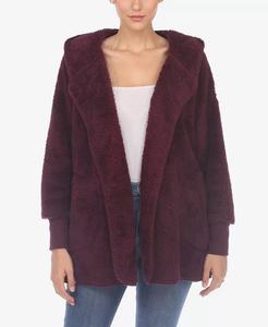Женская плюшевая куртка с капюшоном и карманами White Mark, фиолетовый