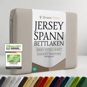 Простыня на резинке Strauss Home Jersey, 100% хлопок, 180x200-200x200 см (темно-серый)