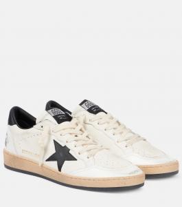Кожаные кроссовки Ball Star Golden Goose, White/Black