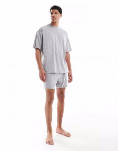 Пижамный комплект ASOS DESIGN серого меланжевого цвета