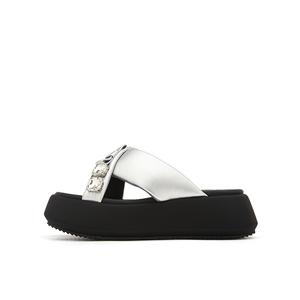 15 MINS Женские бесшумные шлепанцы на резиновой подошве серебристые, цвет Silver