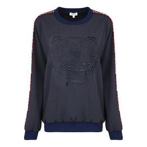 Свитер tiger alphabet printing pattern long sleeves round neck hoodie dark blue Kenzo, синий