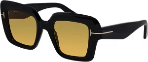 Женские солнцезащитные очки Tom Ford Esme Brown Square FT1157 01E 50, глянцево-черные, Shiny Black