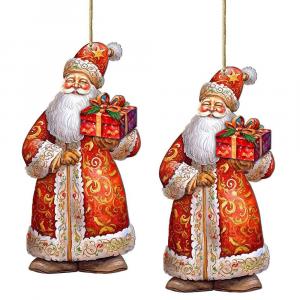 Набор из 2 деревянных рождественских украшений «Подарок Святого Ника» от Г. Дебрехта Designocracy, мультиколор