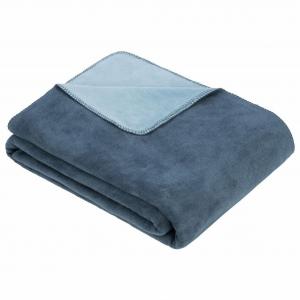 Плед Ibena Dublin 150x200 см - плед из смесового хлопка бензин/бирюзовый двухцветный, плед шерстяной, плед диванный мягкий мягкий