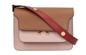 Кожаный Сундук Сумка Через Плечо Женская Коричневая/Розовая/Красная MARNI
