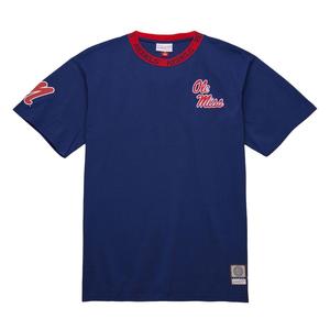 Mitchell Ness Футболка Mitchell & Ness x NCAA Ole Miss Rebels Jacquard Ringer мужская marine blue