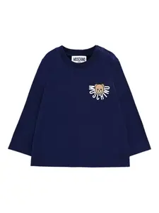 Футболка с длинными рукавами и принтом Moschino Kids, синий