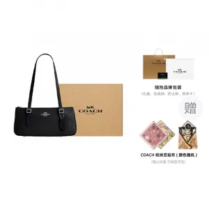 COACH Кожаная сумка сумка-багет Боулинг шар Плечевая сумка Большая женская черная