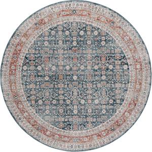 Ковер SAFAVIEH, 201 x 201 см, Vintage Tabriz Collection, круглый, Blue & Rust, без линьки и простой в уходе, идеален для помещений с высокой проходимостью в гостиной, столовой, спальне (VTA202N)