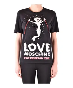 Черная хлопковая футболка с коротким рукавом Love Moschino, черный