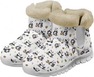 Зимние ботинки Jeiento Kawaii для женщин, снегоступы с меховой подкладкой, утепленные ботинки для подростков, ботильоны на выход, удобные для прогулок на улице, Cute Panda Bamboo