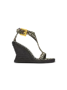 Эспадрильи на танкетке Anthem из жаккарда с монограммой Balmain, черный