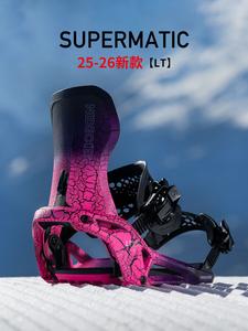 Nidecker Крепления для сноуборда SUPERMATIC Carbon Fiber быстросъемные, модель 2526-LT, розово-красные с черным, размер M