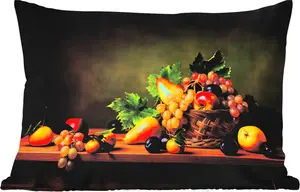 Подушка для улицы - деревенская - корзина - фрукты - натюрморт - 60 x 40 см - водонепроницаемая - подушка для отдыха - декоративная подушка - подушка для дома MuchoWow