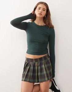 Лонгслив Weekday облегающего кроя с длинными рукавами темно-зеленого цвета