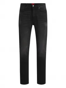 Джинсы из хлопка с эффектом выцветания HUGO, черный