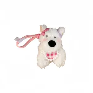 Очаровательный плюшевый кулон с щенком вест хайленд уайт терьера высотой 12см LOGISTAR, Pink Plaid Bib West Highland