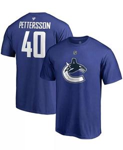 Мужская синяя футболка Elias Pettersson Vancouver Canucks Team с аутентичным именем и номером Stack Fanatics