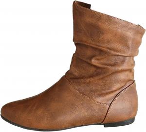 Женские кожаные свободные ботильоны на плоской подошве с удобным круглым носком, повседневные сапожки, осень-зима, модные, с низким каблуком, короткие ботинки PTNOKA, Light Brown