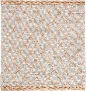 Ковер SAFAVIEH, 183 x 183 см, Natural Fiber Collection, Grey/Natural, геометрический рисунок, идеален для помещений с высокой проходимостью в гостиной, спальне, столовой (NFB475G)