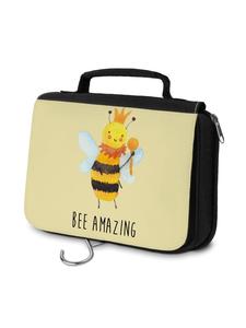 Mr. & Mrs. Panda Косметичка с изображением пчелы и короля и надписью пастельно-желтого цвета