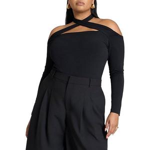 Женский топ с перекрестным вырезом Plus Size Eloquii, Black Onyx
