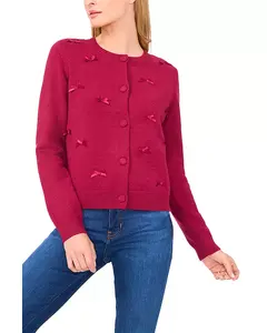 Кардиган с аппликацией из лент Cece, красный