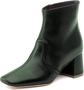 Женские ботильоны XYD с квадратным носком, низким устойчивым каблуком и боковой молнией, повседневные офисные ботинки для осени и зимы, Green